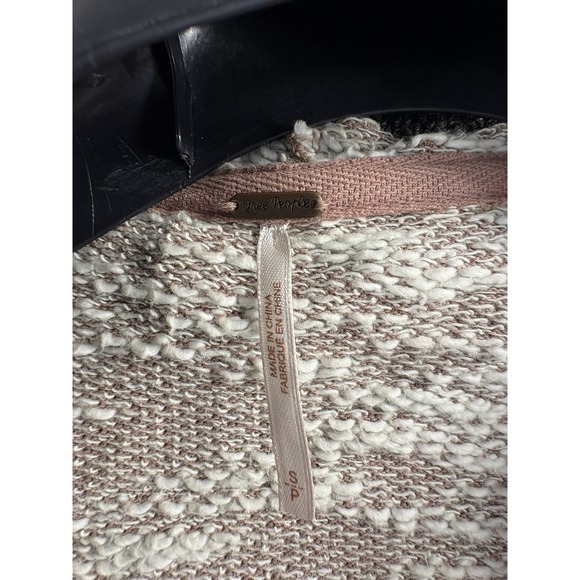 Free People Mauve Marled Knit Draped Open Front Cardigan Zipper Cuffs Small S/P - Picture 2 of 10